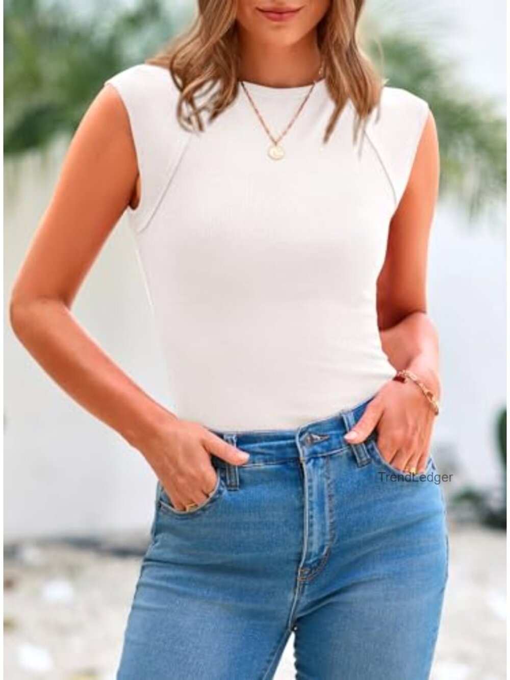 PRETTYGARDEN Women's Cap Sleeve Ribbed Tank Top Summer Slim Fit Crew Neck